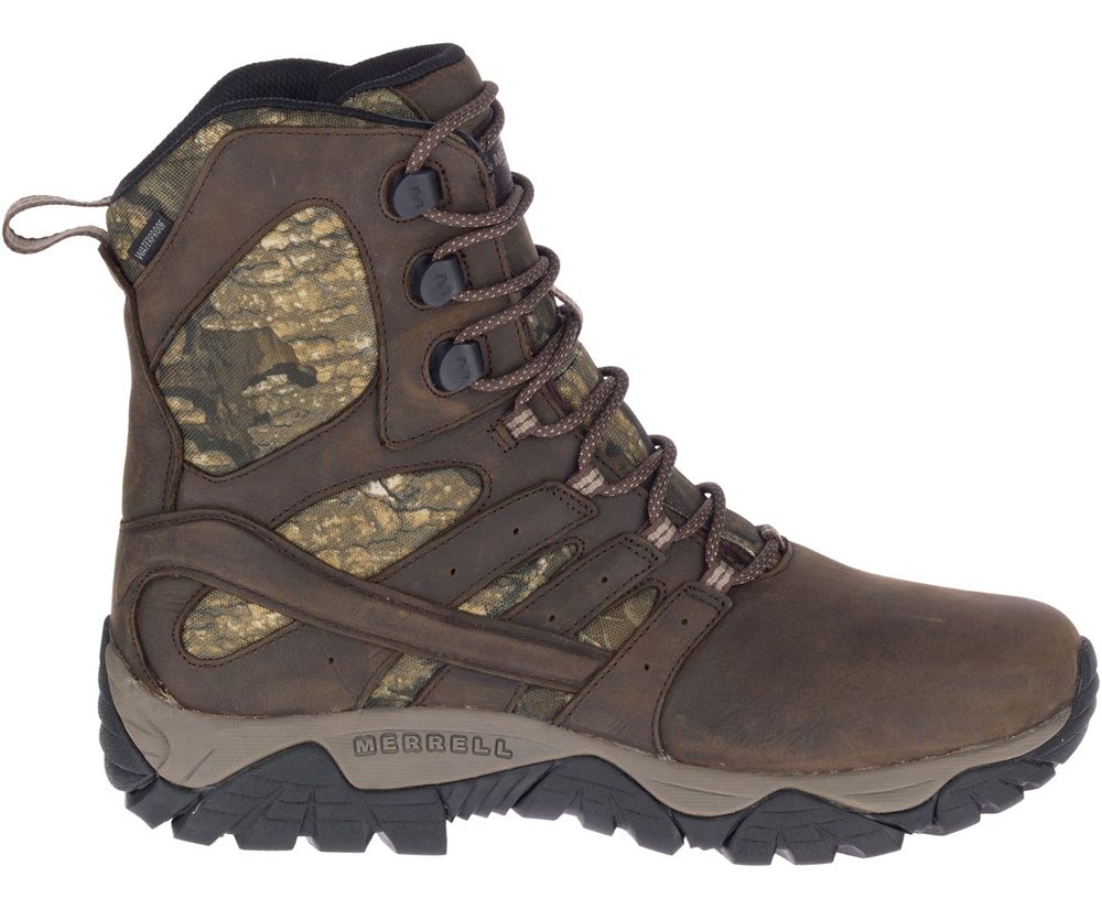 Merrell Work Boots Brown - Moab Timber 8" Waterproof SR - Mens 35VBQYCMZ